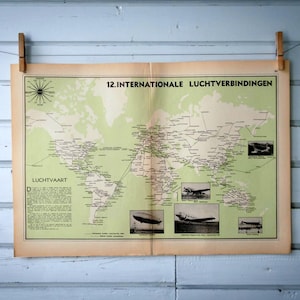 1941 Vintage World Airline Routes Map