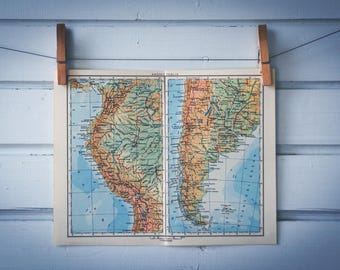 1956 Vintage Map of the Andes