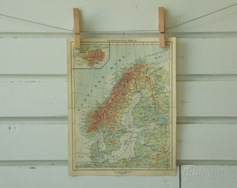 1951 Vintage Scandinavia Map