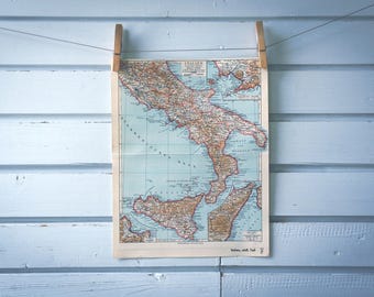1936 Vintage South Italy Map