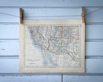 1904 Vintage Southwest USA Map