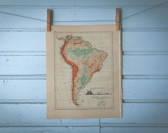 1895 Vintage South America Map