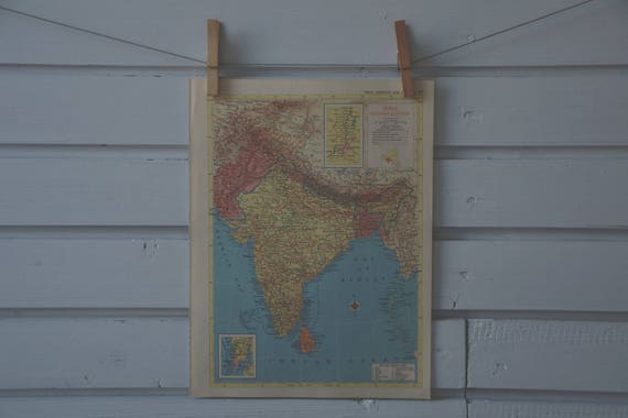 1955 Vintage Map of India