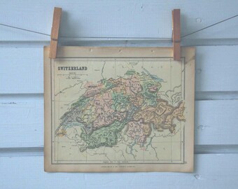 1896 Vintage Map of Switzerland