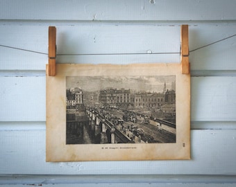 1890 Vintage Glasgow Lithograph Illustration