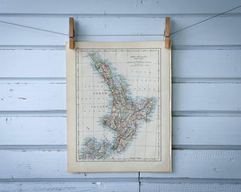 1904 Vintage New Zealand North Island Map