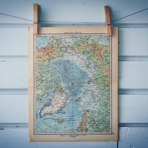 1956 Vintage Mapa Arktyki