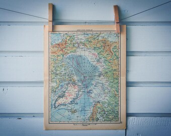 1956 Vintage Map of Arctic