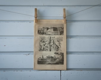 1887 Vintage Temples of Pergamon Lithograph Illustration