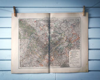 1901 Vintage Central Germany Map