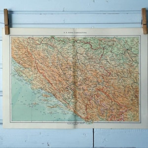 1971 Vintage Bosnia and Herzegovina Map