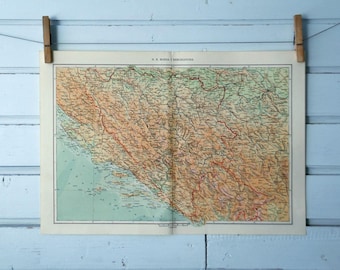 1971 Vintage Bosnia and Herzegovina Map