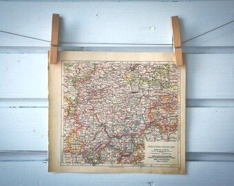 1929 Vintage Central Germany Map