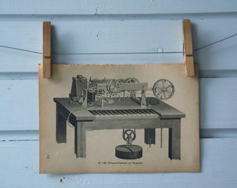 1891 Vintage Printing Telegraph Lithograph Illustration