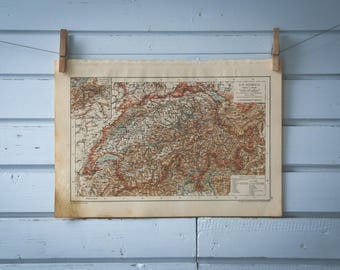 1904 Vintage Map of Switzerland