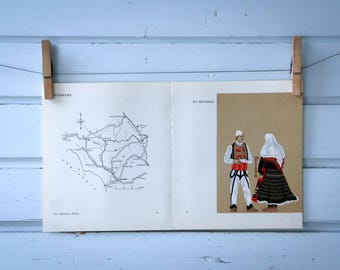 1966 Vintage Kosovo Folk Costumes Illustration