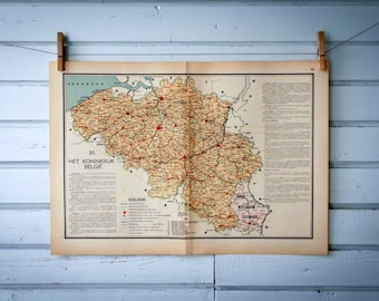 1941 Vintage Belgium Map