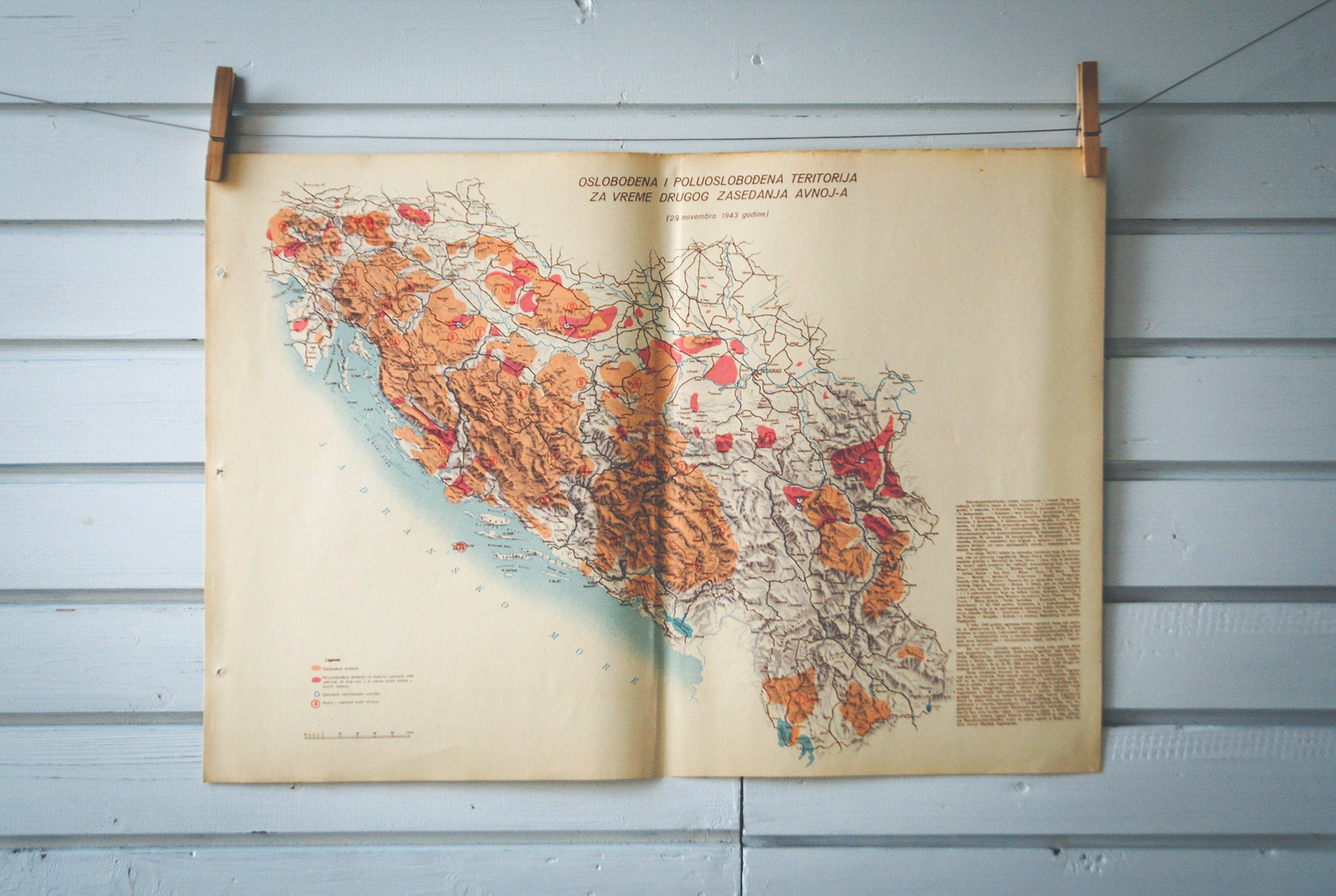 1952 Vintage Kaart van Joegoslavië in WO2 Etsy Nederland