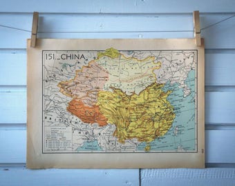 1941 Vintage Map of China