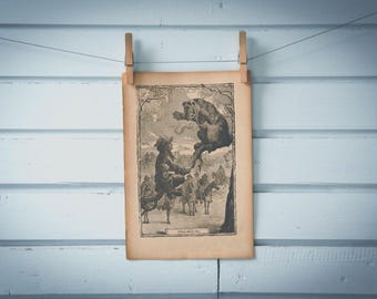 1900s Vintage Friday & Bear Illustration