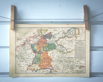 1925 Vintage Map of Germany in the Early 19th Century