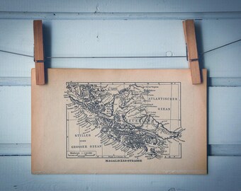 1939 Vintage Strait of Magellan Map