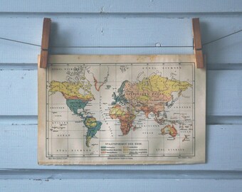 1907 Vintage Government Types World Map