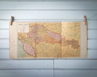 1912 Vintage Continental Croatia Map