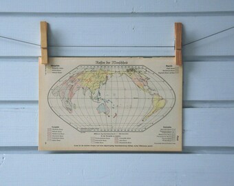 1941 Vintage World Demography Map