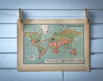 1941 Vintage World Economy Map