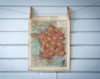 1916 Vintage Map of France