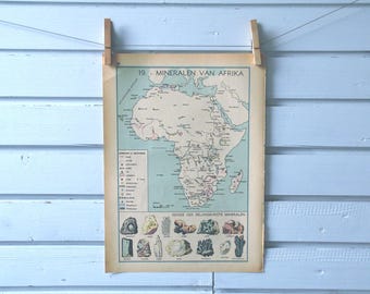 1941 Vintage Africa Minerals Map