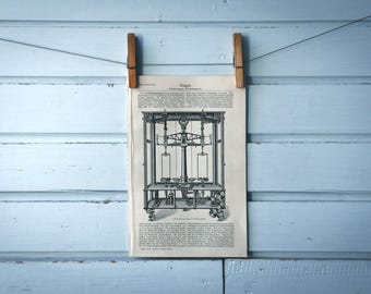 1907 Vintage Weighing Scale Lithograph Illustration