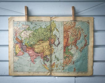 1939 Vintage Map of Asia