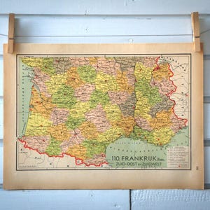 1941 Vintage Südfrankreich Karte