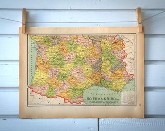 1941 Vintage South France Map