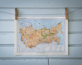 1967 Vintage USSR Ore Map