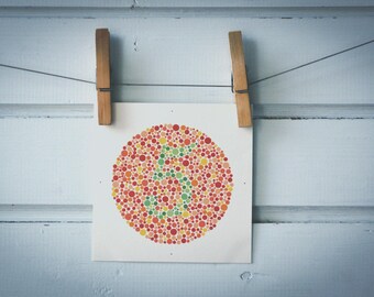 1986 Vintage Number 5 Ishihara Color Test Plate