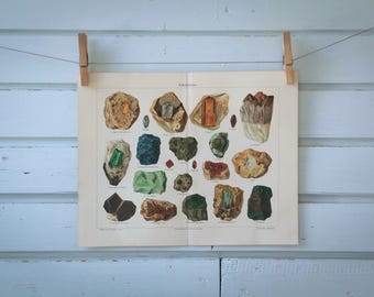 1907 Vintage Precious Stones Chromolithograph Illustration