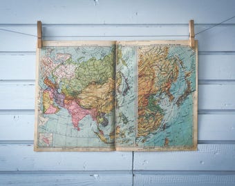 1930 Vintage Map of Asia