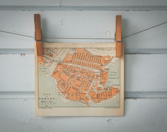 1915 Vintage Map of Dubrovnik