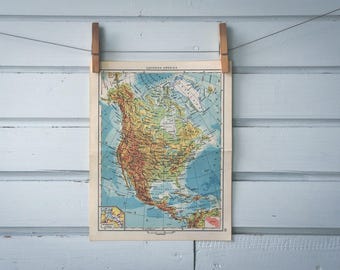 1965 Vintage North America Map