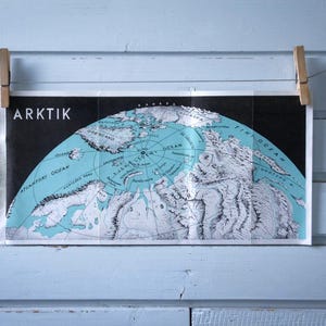 1962 Vintage Mapa Arktyki