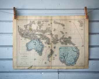 1880 Vintage Oceania Map