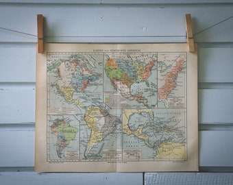 1907 Vintage Foundation of the Americas Map