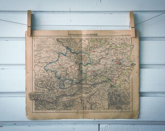 1886 Vintage North Austria Map