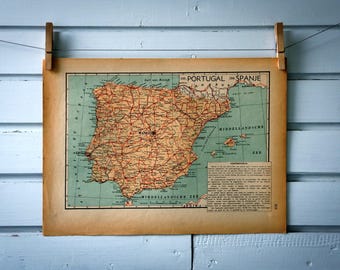 1941 Vintage Map of Spain