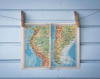 1965 Vintage Map of the Andes