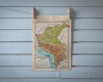 1946 Vintage Yugoslavia Map