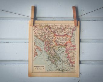 1929 Vintage Map of the Balkans